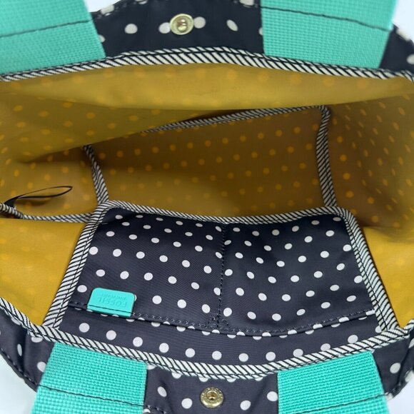 FOSSIL Nylon Black Bone Polka Dots Small Tote Shaper Bag - Picture 11 of 12